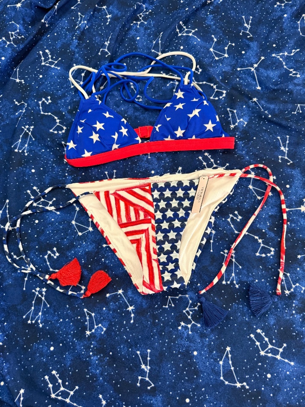 Victoriaβs Secret PINK American flag swimsuit top and bottom